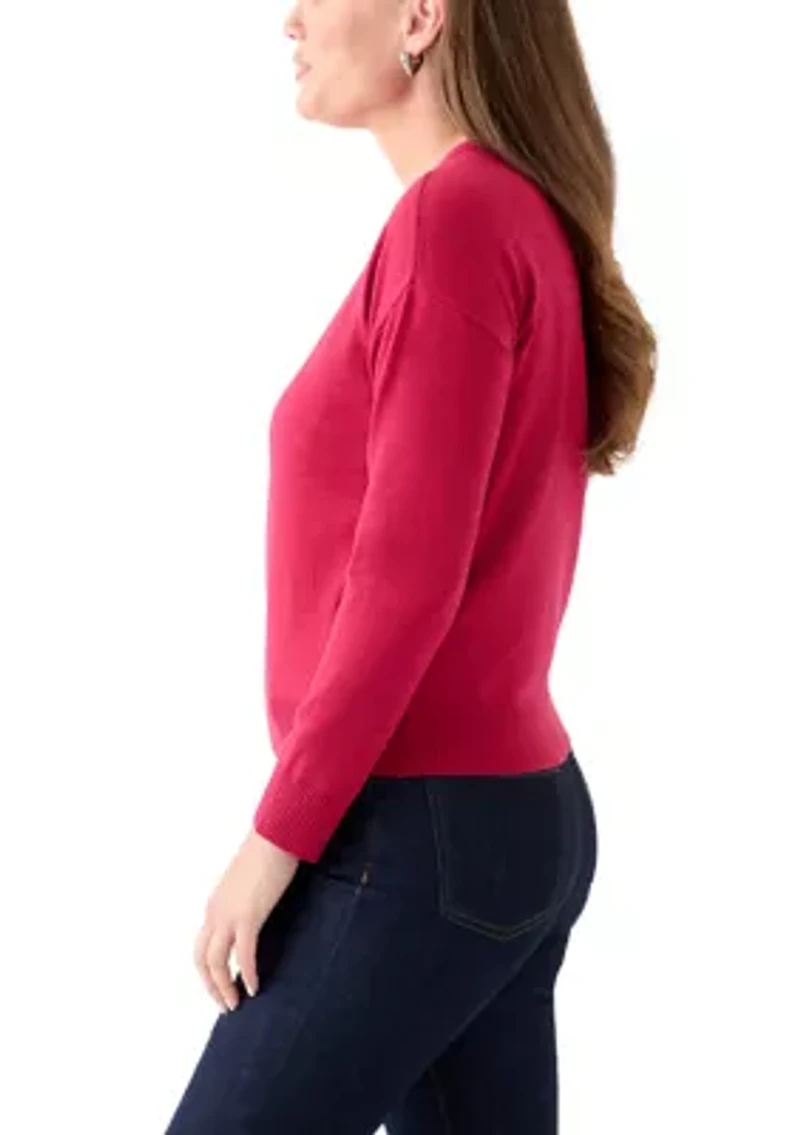 Petite Crew Neck Pullover with Center Seam