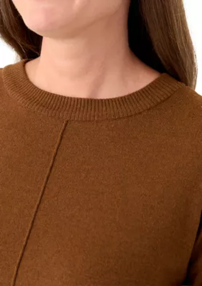 Petite Crew Neck Pullover with Center Seam
