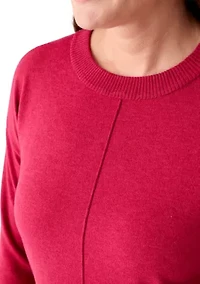 Petite Crew Neck Pullover with Center Seam