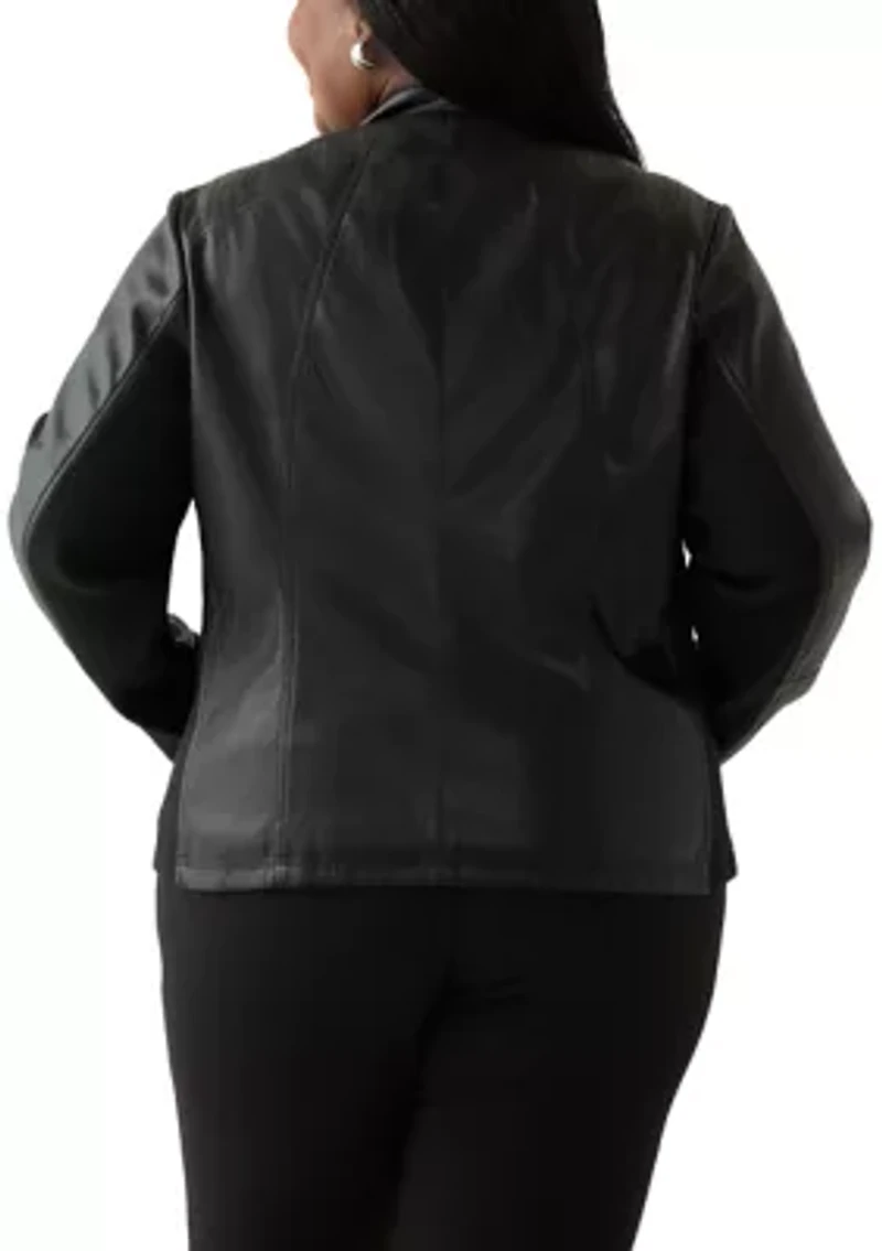 Plus Faux Leather Zip Front Jacket