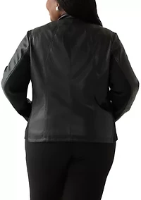 Plus Faux Leather Zip Front Jacket