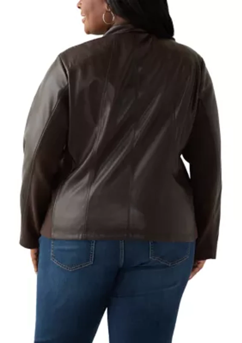 Plus Faux Leather Zip Front Jacket
