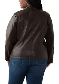 Plus Faux Leather Zip Front Jacket