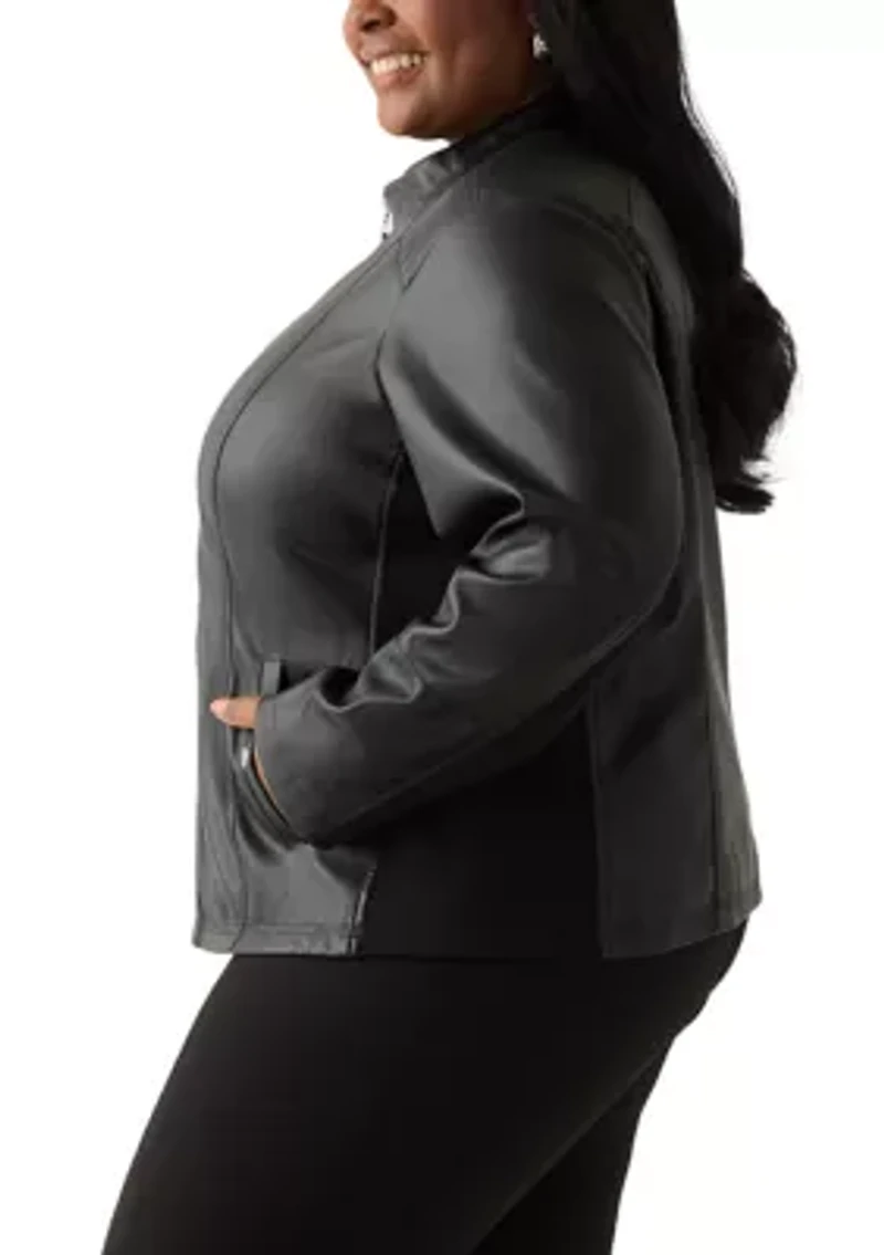 Plus Faux Leather Zip Front Jacket