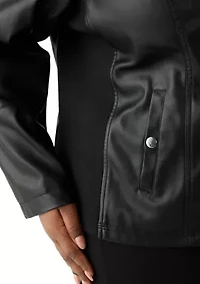 Plus Faux Leather Zip Front Jacket