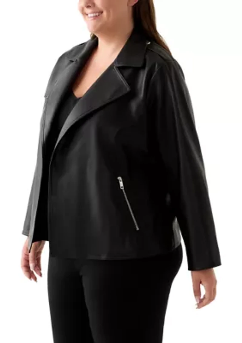 Plus Faux Leather Moto Jacket