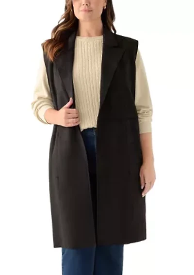 Plus Faux Suede Long Vest