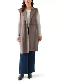 Plus Faux Suede Long Vest