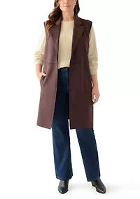 Plus Faux Suede Long Vest