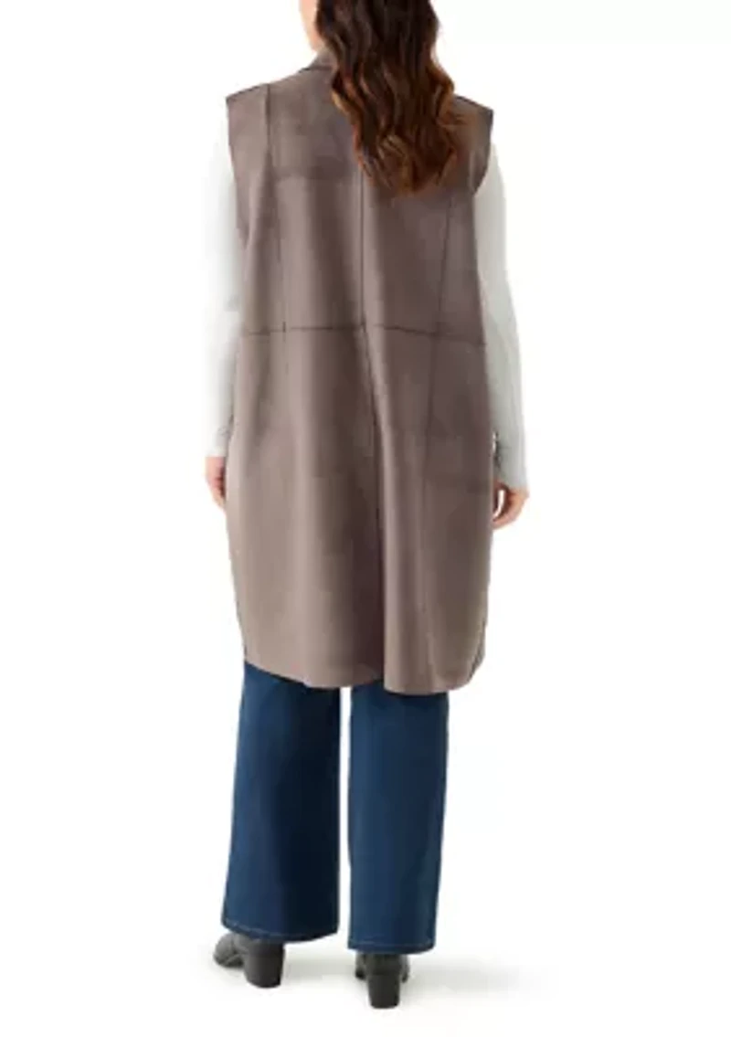 Plus Faux Suede Long Vest