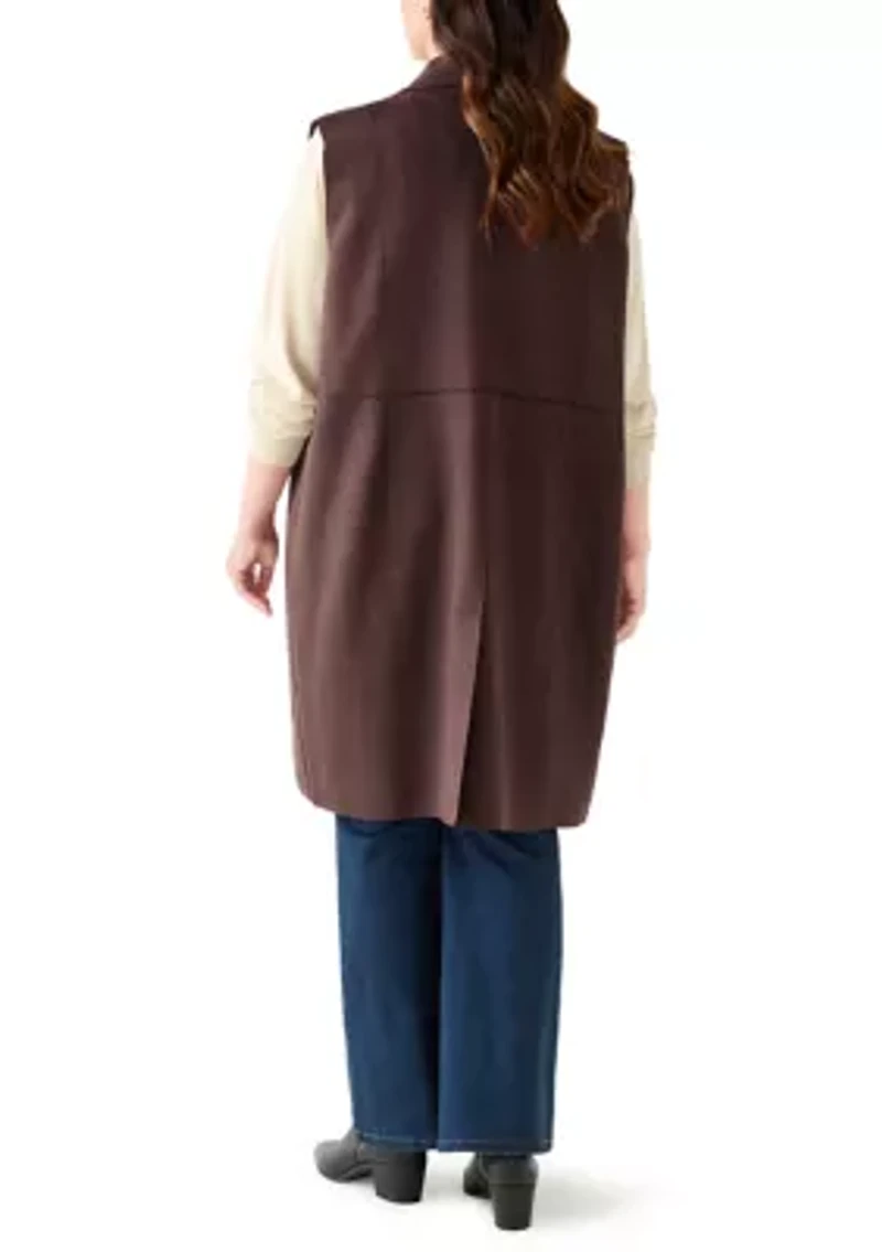 Plus Faux Suede Long Vest