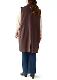 Plus Faux Suede Long Vest