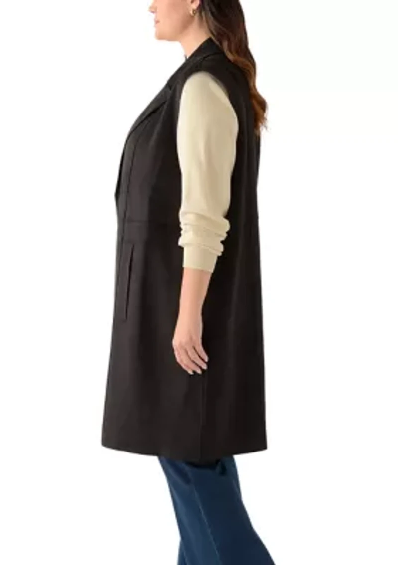 Plus Faux Suede Long Vest