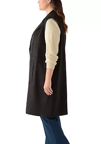 Plus Faux Suede Long Vest