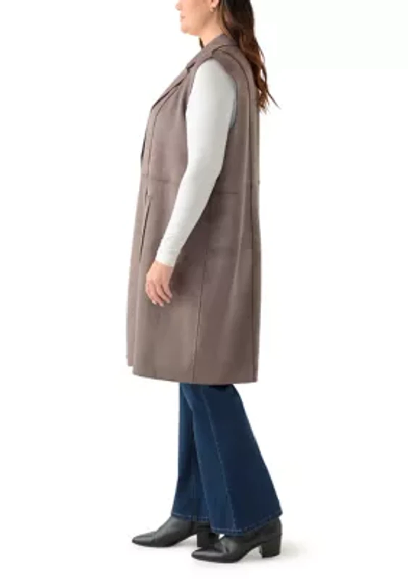 Plus Faux Suede Long Vest