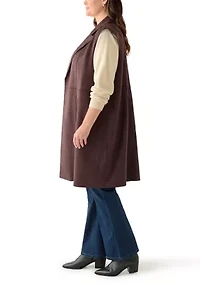 Plus Faux Suede Long Vest