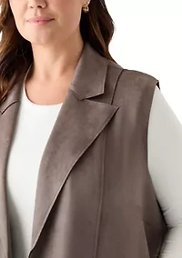 Plus Faux Suede Long Vest