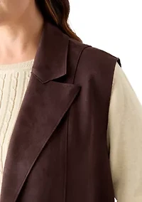 Plus Faux Suede Long Vest