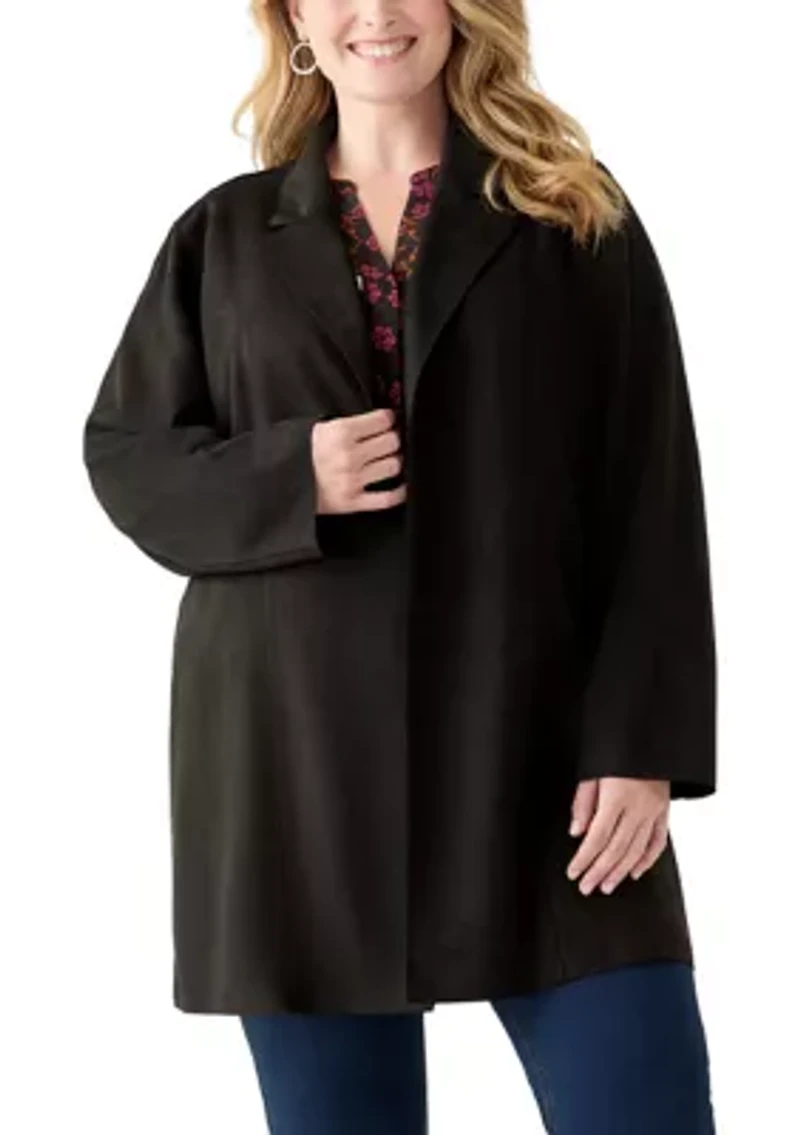 Plus Faux Suede Car Coat