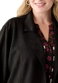 Plus Faux Suede Car Coat