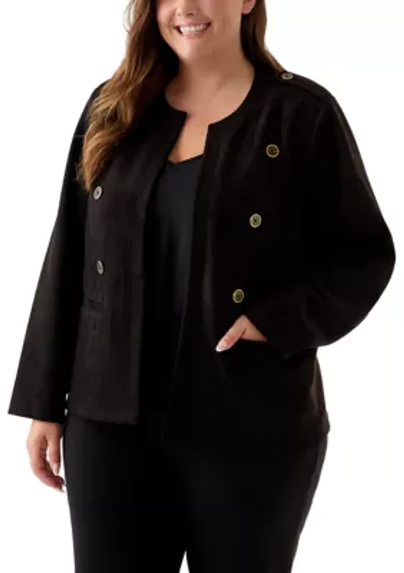 Plus Faux Suede Band Jacket