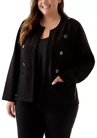 Plus Faux Suede Band Jacket