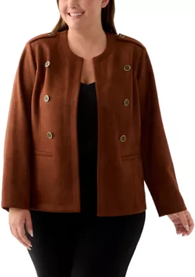 Plus Faux Suede Band Jacket