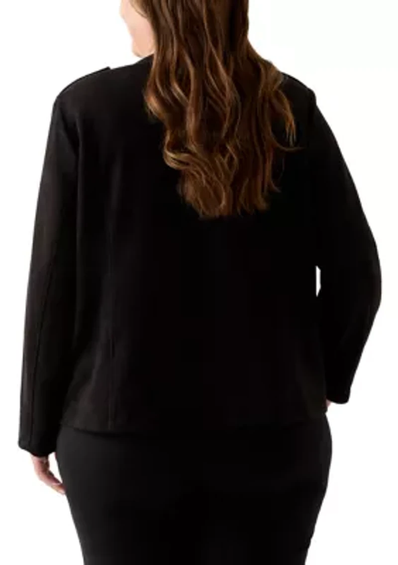 Plus Faux Suede Band Jacket