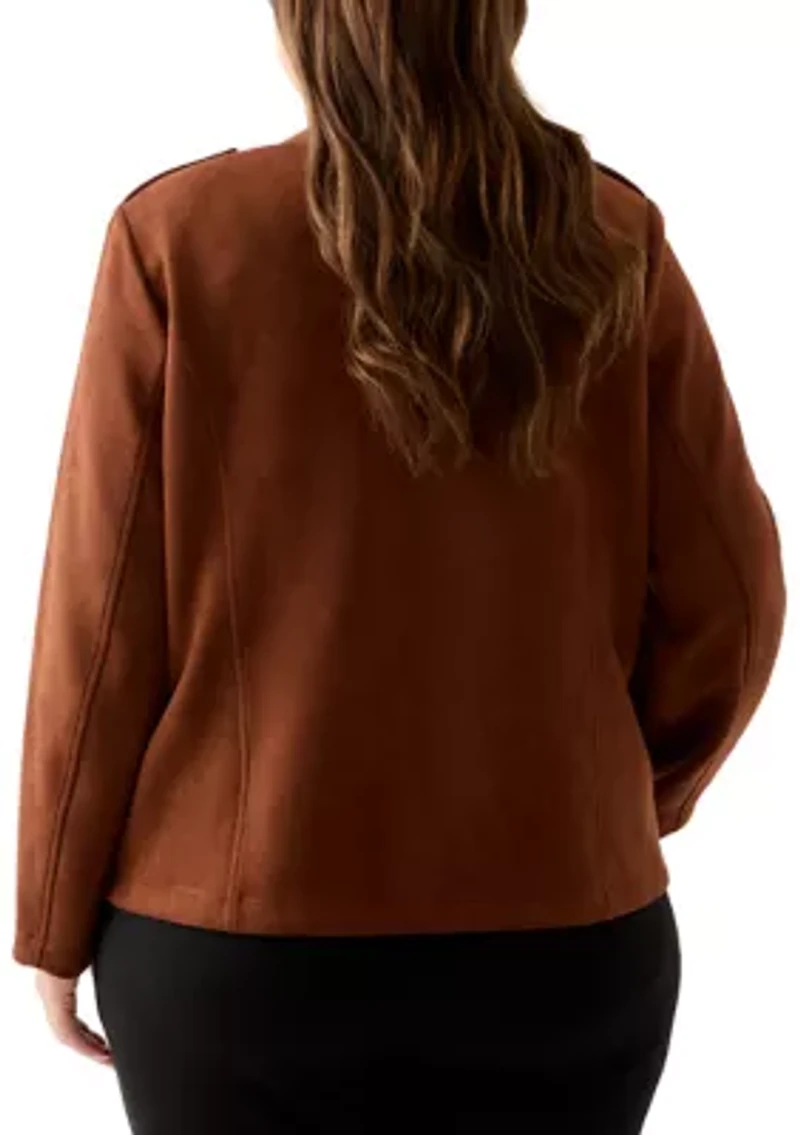 Plus Faux Suede Band Jacket