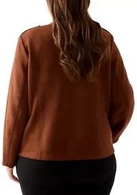 Plus Faux Suede Band Jacket