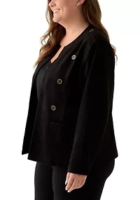 Plus Faux Suede Band Jacket