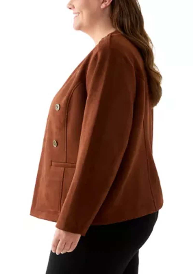 Plus Faux Suede Band Jacket