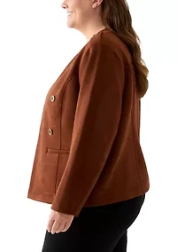 Plus Faux Suede Band Jacket