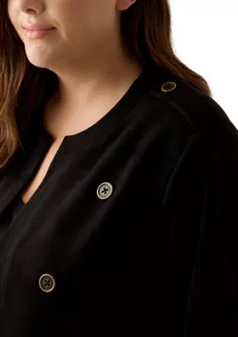 Plus Faux Suede Band Jacket