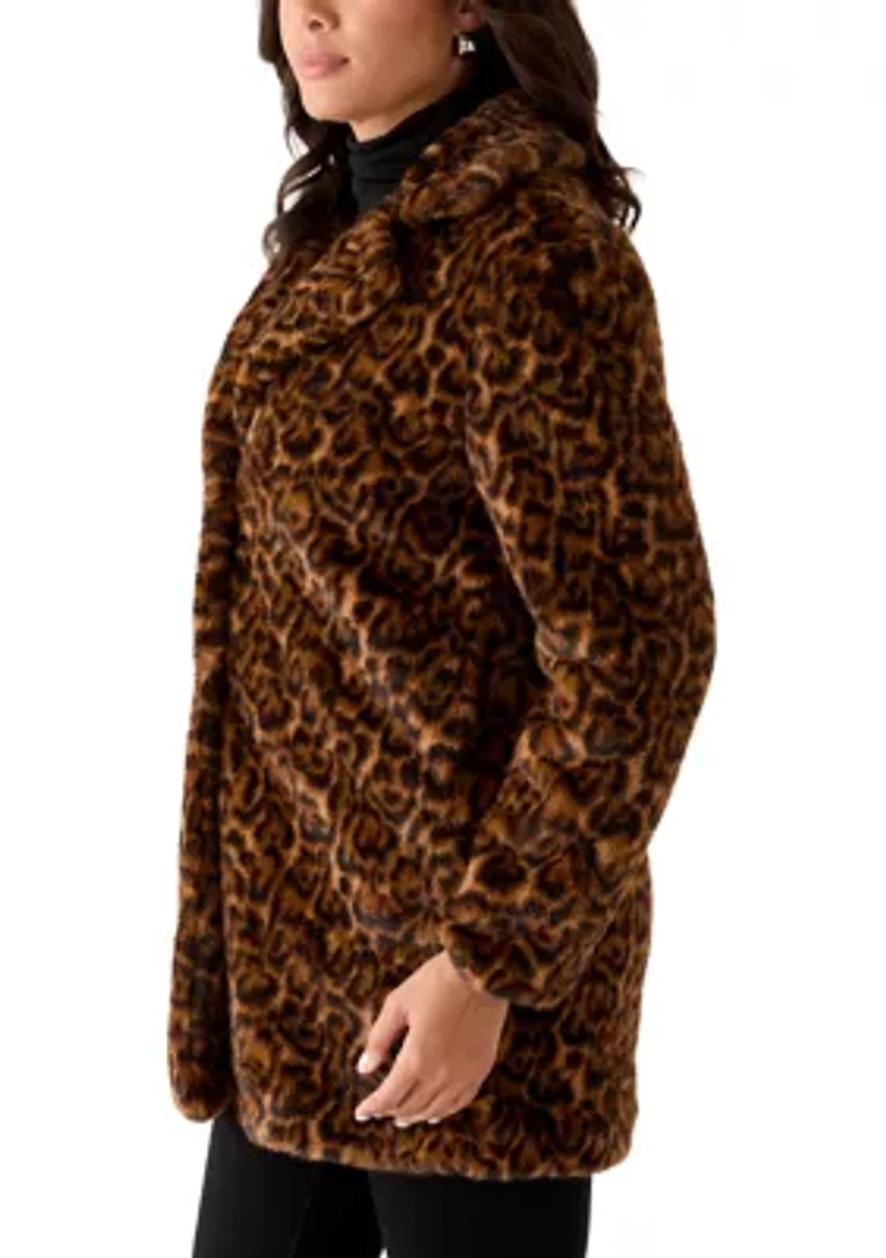 Women's 2 Button Faux Fur Jacket