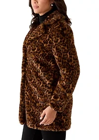 Women's 2 Button Faux Fur Jacket