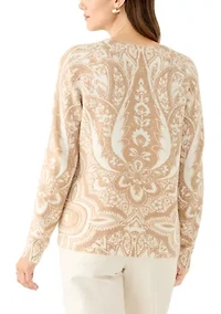 Women's Long Sleeve Printed Crew Neck Sweater