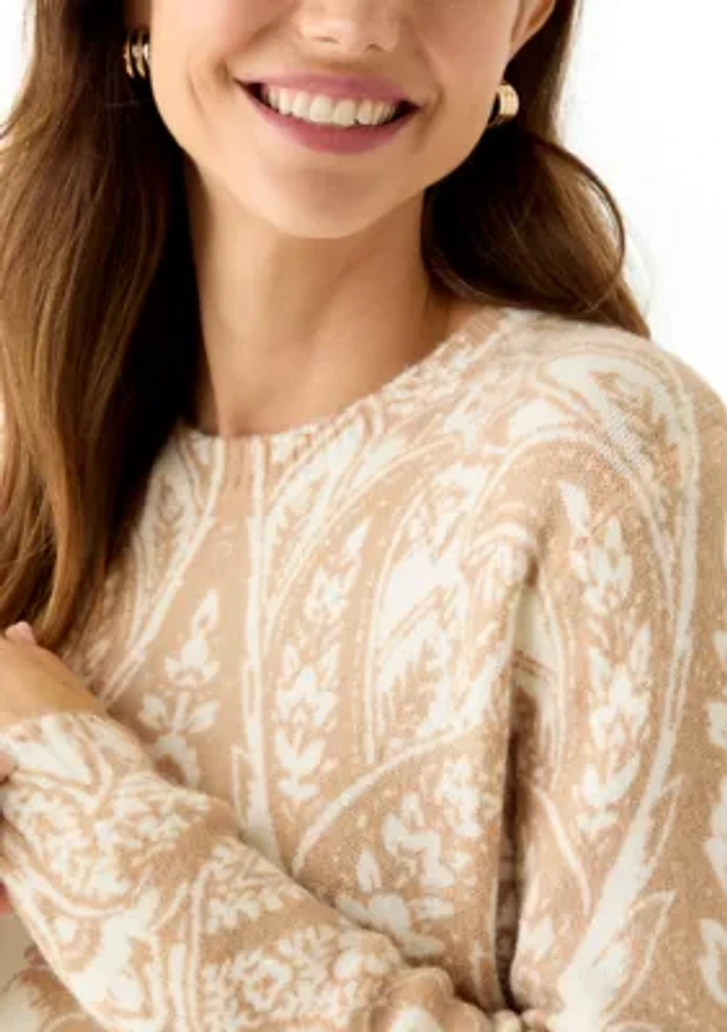 Women's Long Sleeve Printed Crew Neck Sweater