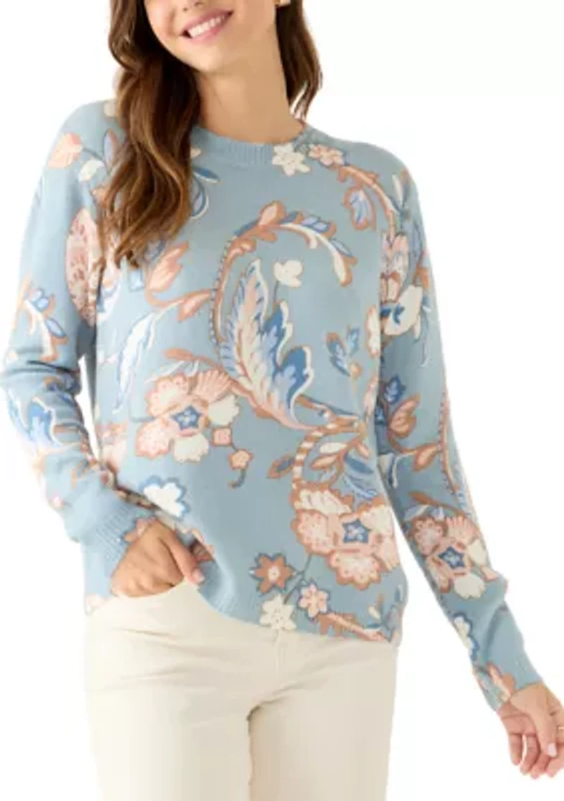 Women's Long Sleeve Crew Neck Printed Sweater