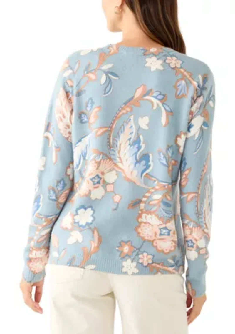 Women's Long Sleeve Crew Neck Printed Sweater