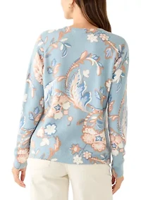 Women's Long Sleeve Crew Neck Printed Sweater