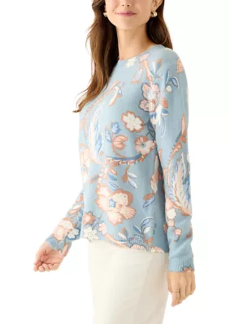 Women's Long Sleeve Crew Neck Printed Sweater