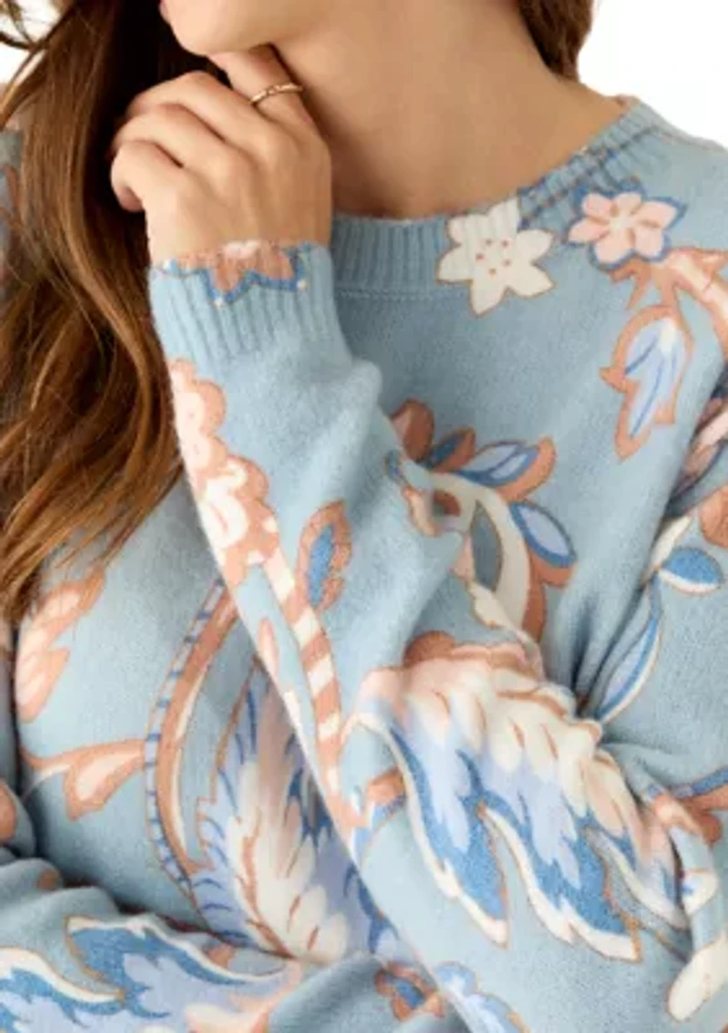 Women's Long Sleeve Crew Neck Printed Sweater