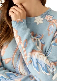 Women's Long Sleeve Crew Neck Printed Sweater
