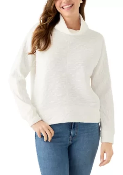 Women's Long Sleeve Quilted Pullover Sweater
