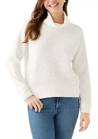 Women's Long Sleeve Quilted Pullover Sweater