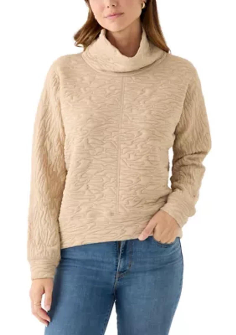 Women's Long Sleeve Quilted Pullover Sweater
