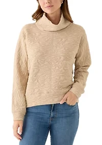 Women's Long Sleeve Quilted Pullover Sweater