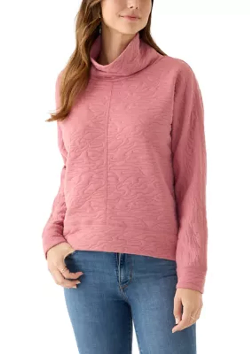 Women's Long Sleeve Quilted Pullover Sweater