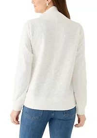 Women's Long Sleeve Quilted Pullover Sweater